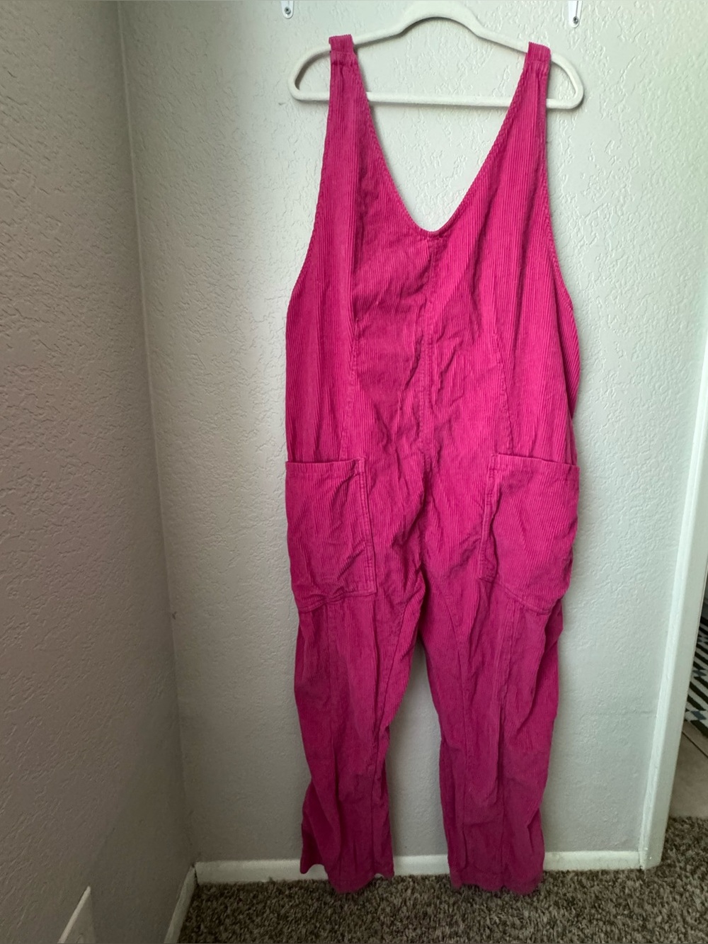 Free People High Roller Cord Jumpsuit in Sangria Sunset XL - Picture 2 of 6